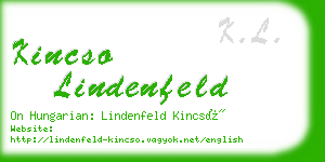 kincso lindenfeld business card